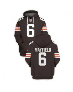 Men's Cleveland Browns #6 Baker Mayfield 2021 New Brown Pullover Hoodie