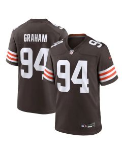 Men's Cleveland Browns #94 Mason Graham Brown 2025 NFL Draft First Round Pick Game Jersey