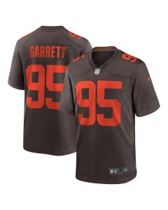 Men's Cleveland Browns #95 Myles Garrett Brown Alpha Dawg Game Jersey (Brown)