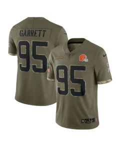 Men's Cleveland Browns #95 Myles Garrett Olive 2022 Salute To Service Limited Stitched Jersey
