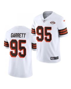 Men's Cleveland Browns #95 Myles Garrett White 1946 Collection Vapor Stitched Football Jersey
