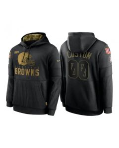 Men's Cleveland Browns ACTIVE PLAYER Custom 2020 Black Salute to Service Sideline Performance Pullover Hoodie
