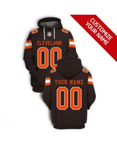 Men's Cleveland Browns Active Player Custom 2021 Brown Pullover Hoodie (Brown)