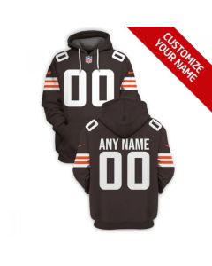 Men's Cleveland Browns Active Player Custom 2021 New Brown Pullover Hoodie (Brown)
