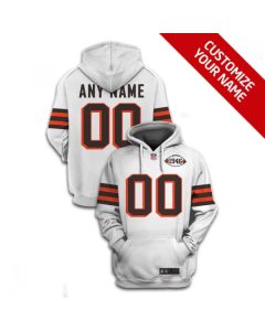 Men's Cleveland Browns Active Player Custom 2021 White 1946 Collection Pullover Hoodie (White)