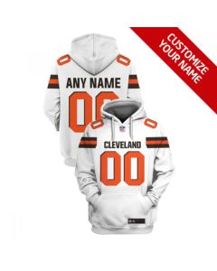 Men's Cleveland Browns Active Player Custom 2021 White Pullover Hoodie (White)