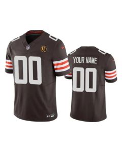 Men's Cleveland Browns Active Player Custom Brown 2023 F.U.S.E. With John Madden Patch Vapor Limited Stitched Football Jersey