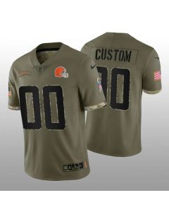 Men's Cleveland Browns ACTIVE PLAYER Custom Olive 2022 Salute To Service Limited Stitched Jersey
