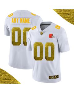 Men's Cleveland Browns ACTIVE PLAYER White Custom Gold Fashion Edition Limited Stitched Jersey