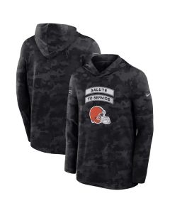 Men's Cleveland Browns Black 2026 Salute to Service Sideline Lightweight Dri-FIT Long Sleeve Top Hoodie