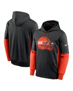 Men's Cleveland Browns Black Color Block Fleece Performance Pullover Hoodie
