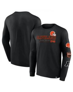 Men's Cleveland Browns Black High Whip Pitcher Long Sleeve T-Shirt