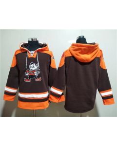 Men's Cleveland Browns Blank Brown Lace-Up Pullover Hoodie