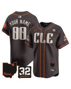 Men's Cleveland Browns Brown 2025 Jim Brown Memorial & Home Patch Vapor Limited Custom Jersey