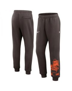 Men's Cleveland Browns Brown Chop Block Fleece Sweatpants 01