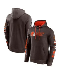 Men's Cleveland Browns Brown Extra Innings Stitched Logo Pullover Hoodie