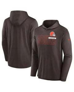 Men's Cleveland Browns Brown Lightweight Performance Hoodie Long Sleeve T-Shirt