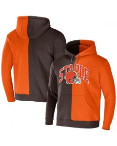 Men's Cleveland Browns Brown/Orange Split Logo Pullover Hoodie