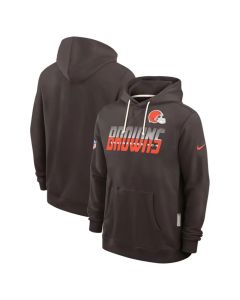 Men's Cleveland Browns Brown Sideline Standard Issue Top Prospect Dri-FIT Hoodie (Brown)