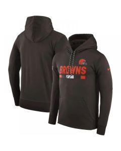 Men's Cleveland Browns Brown Sideline Team Name Performance Pullover Hoodie