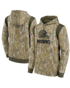 Men's Cleveland Browns Camo 2021 Salute To Service Therma Performance Pullover Hoodie