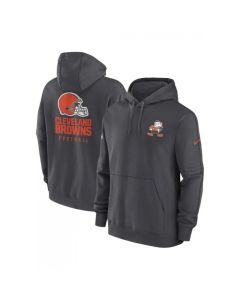 Men's Cleveland Browns Charcoal Sideline Club Fleece Long Sleeve Hoodie