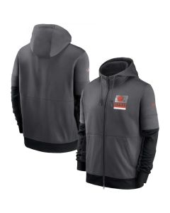 Men's Cleveland Browns Charcoal Sideline Impact Lockup Performance Full-Zip Hoodie