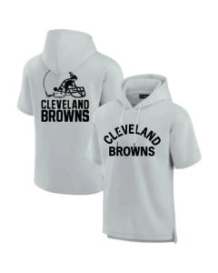Men's Cleveland Browns Gray Super Soft Fleece Short Sleeve Hoodie