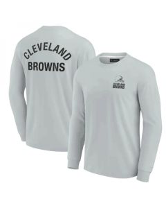 Men's Cleveland Browns Grey Signature Unisex Super Soft Long Sleeve T-Shirt