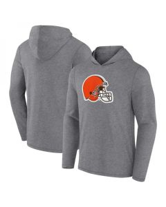 Men's Cleveland Browns Heather Gray Primary Logo Long Sleeve Hoodie T-Shirt (Gray)
