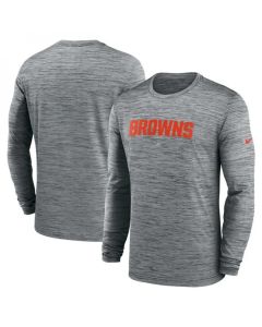 Men's Cleveland Browns Heather Gray Sideline Team Velocity Performance Long Sleeve T-Shirt