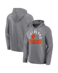 Men's Cleveland Browns Heathered Gray No Time Off Raglan Pullover Hoodie