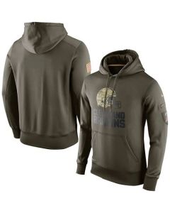 Men's Cleveland Browns Olive Salute To Service KO Performance Hoodie