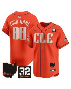 Men's Cleveland Browns Orange 2025 Jim Brown Memorial & Home Patch Vapor Limited Custom Jersey (Orange Brown)