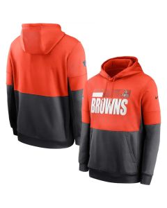 Men's Cleveland Browns Orange/Charcoal Sideline Impact Lockup Performance Pullover Hoodie