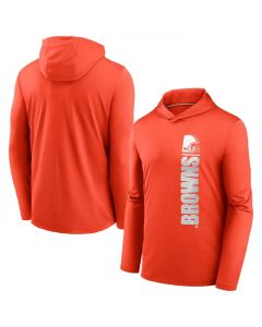 Men's Cleveland Browns Orange Fan Gear Team Stack Hoodie Performance Long Sleeve T-Shirt