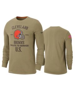 Men's Cleveland Browns Tan 2019 Salute to Service Sideline Performance Long Sleeve Shirt