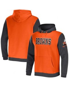 Men's Cleveland Browns x Darius Rucker Collection Orange/Heather Charcoal Colorblock Pullover Hoodie