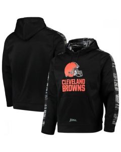 Men's Cleveland Browns Zubaz Black Tonal Oxide Pullover Hoodie