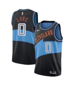 Men's Cleveland Cavaliers #0 Kevin Love Black/Blue Stitched Basketball Jersey