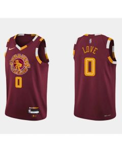 Men's Cleveland Cavaliers #0 Kevin Love Wine Red 2021/2022 75th Anniversary City Edition Swingman Stitched Jersey