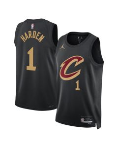 Men's Cleveland Cavaliers #1 James Harden Black Swingman Statement Edition Jersey