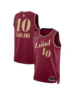 Men's Cleveland Cavaliers #10 Darius Garland Wine 2023/24 City Edition Stitched Jersey