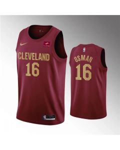 Men's Cleveland Cavaliers #16 Cedi Osman Wine Icon Edition Stitched Basketball Jersey