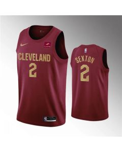 Men's Cleveland Cavaliers #2 Collin Sexton Wine Icon Edition Stitched Basketball Jersey