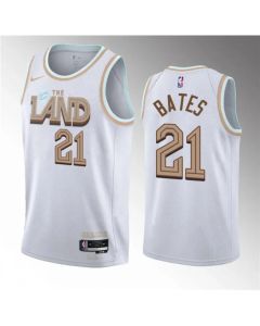 Men's Cleveland Cavaliers #21 Emoni Bates White 2023 Draft City Edition Stitched Jersey