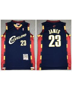 Men's Cleveland Cavaliers #23 LeBron James 2008-09 Navy Throwback Stitched Jersey