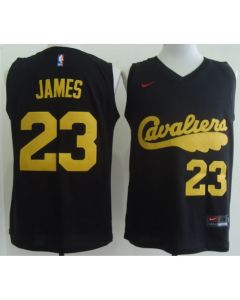 Men's Cleveland Cavaliers #23 LeBron James 2017 Black With Yellow Fashion Stitched NBA Jersey