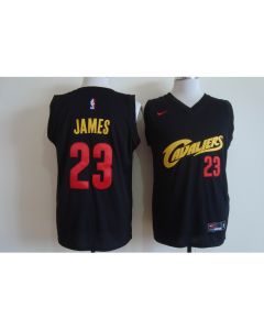 Men's Cleveland Cavaliers #23 LeBron James Black and Red Stitched NBA Jersey