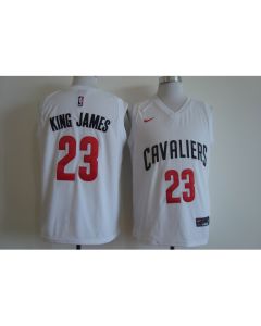 Men's Cleveland Cavaliers #23 LeBron James White King James Stitched NBA Jersey